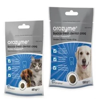 Orozyme Bucco-Fresh Dental Croq 60 g Packung (Für Hunde & Katzen)