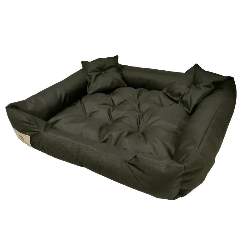 Orthopädisches Schaumstoffbett Hunde- und Katzenbett mit Kissen Codura Hundekissen Hundekorb Haustierbett Waschbar Wasserdichtes Material (Innenmaße: 115x90 / Außenmaße: 130x105cm, Schwarz) - HaustierPro