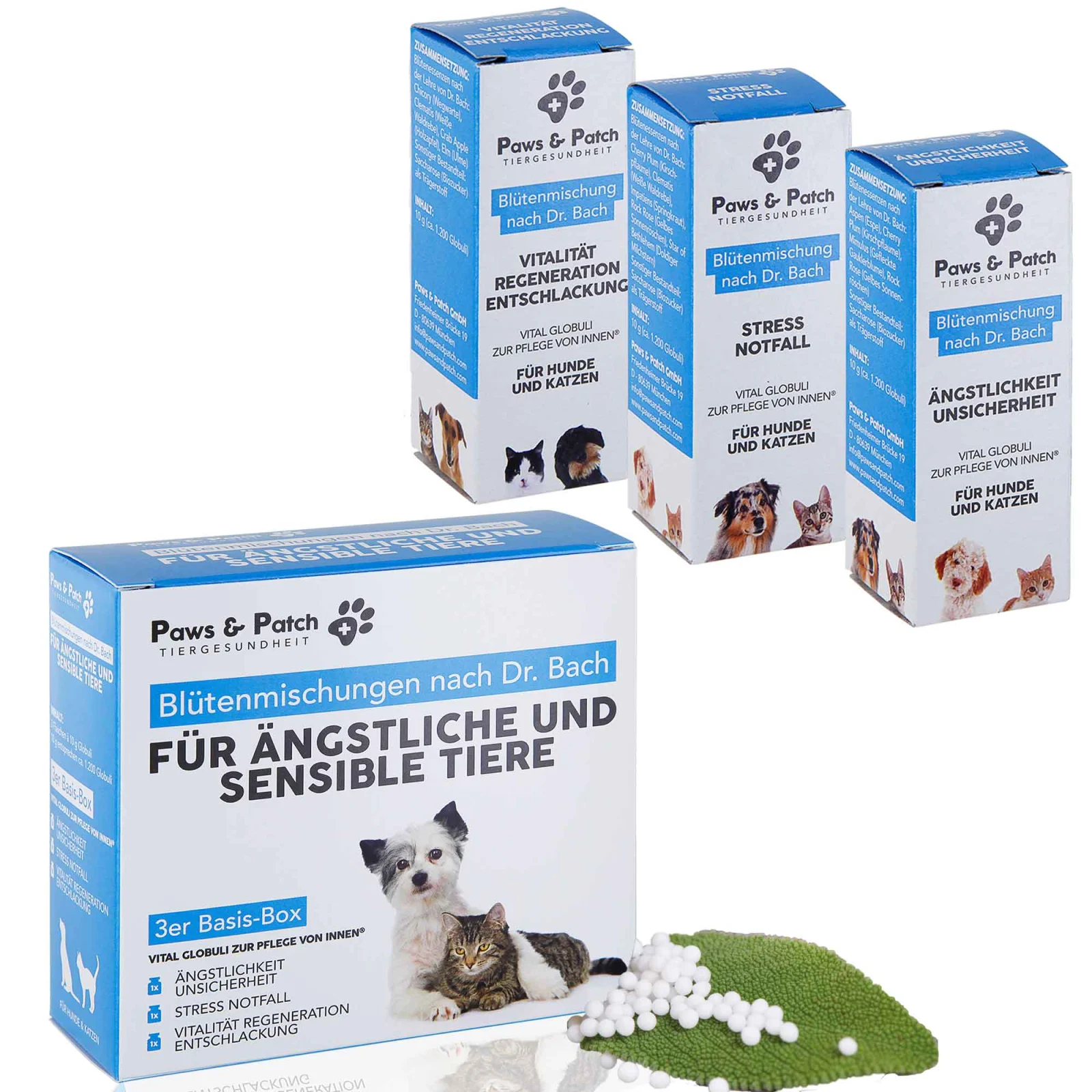 PAWS & PATCH 3er Basis-Box für ÄNGSTLICHE & SENSIBLE TIERE