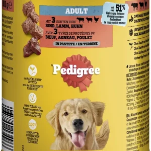 Pedigree Adult in Pastete mit 3 Sorten: Rind, Lamm und Huhn 800g | DAS FUTTERHAUS