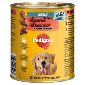 Pedigree Classic 12 x 800 g Rind, Lamm & Huhn in Pastete