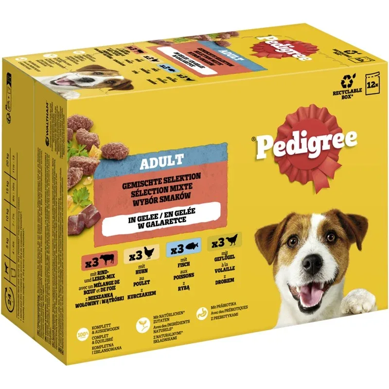 Pedigree Multipack PB Gemischte Selektion in Gelee 4 Varietäten 12x100g