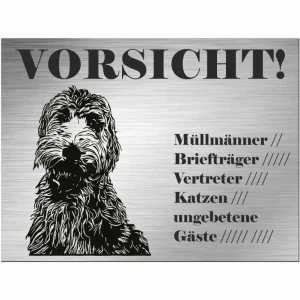 Personalisiertes Golden Retriever - Schild bedruckt - Alu-Dibond Edelstahl Look - HaustierPro
