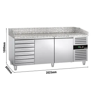 Pizzakühltisch ECO - 2000x800mm - mit 2 Türen & 7 Schubladen - HaustierPro