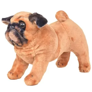 Plüschtier Hund Mops Stehend Plüsch Hellbraun XXL für Langhaar - HaustierPro