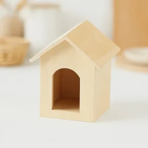 Premium Natur- Miniatur Hundehütte aus Holz natur | Wichtel Zubehör & Geldgeschenk Deko - HaustierPro