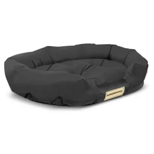 Prestige Hundebett Tierbett Haustierbett Oval Wasserdichtes PVC Codura 100% Polyesterfaser Gewicht: 240gr/m2 (100 x 75 cm, Schwarz) mit seitlicher Abstützung - HaustierPro