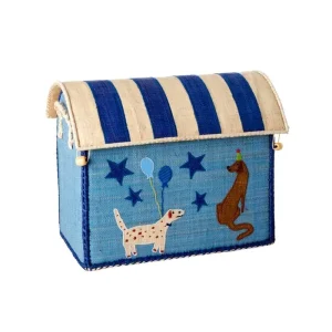 RICE Raffia Aufbewahrungshaus - Party Animal - Blau - Zierlich - HaustierPro
