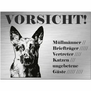Robustes Schäferhund - Schild bedruckt - Alu-Dibond Edelstahl Look - HaustierPro