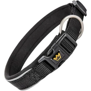 Rudelkönig Hundehalsband Bella & Paola gepolstert & robust Schwarz Größe 1