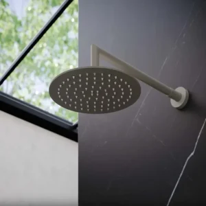 Rundkopf-Duschkopf Ø 25 cm RubiFlux mit silikonbeschichteten Kalkschutzdüsen - Schlammgrau - HaustierPro