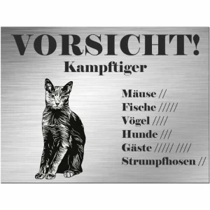 Russische blau Katze - Schild bedruckt - Spruch - Deko Geschenkidee mit Haltekette inklusive - HaustierPro