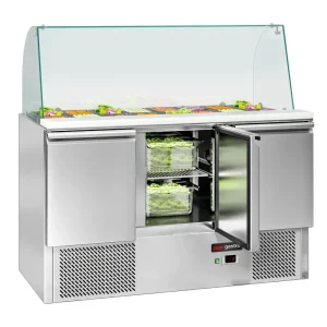 Saladette ECO - 1368mm - 3 Türen - mit hohem Glasaufsatz für 4x GN 1/1 - HaustierPro