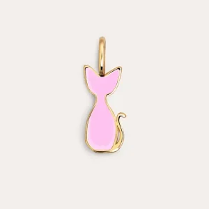 Salem Katze Emaille rosa Charm, vergoldet in verschiedenen Größen erhältlich - HaustierPro