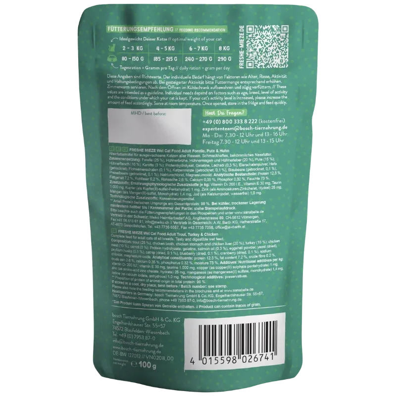 Sanabelle Freshe Mieze Forelle, Pute & Huhn 100 g - Image 2