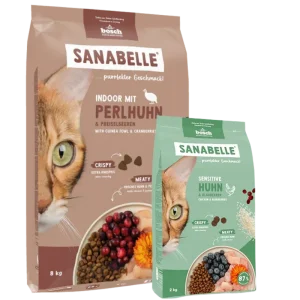 Sanabelle Indoor Perlhuhn 8 kg + Sanabelle Sensitive Huhn 2 kg