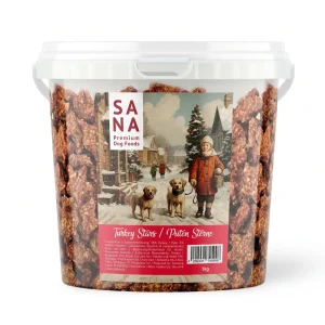 SANADOG Weihnachts-Puten-Sterne für Hunde, 1-kg-Eimer