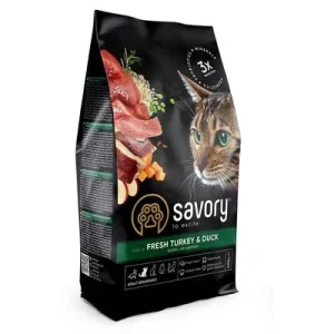 Savory Trockenfutter für Katzen mit Pute & Ente Frische Pute & Ente (Erwachsene Katze) · 1 × 400 g