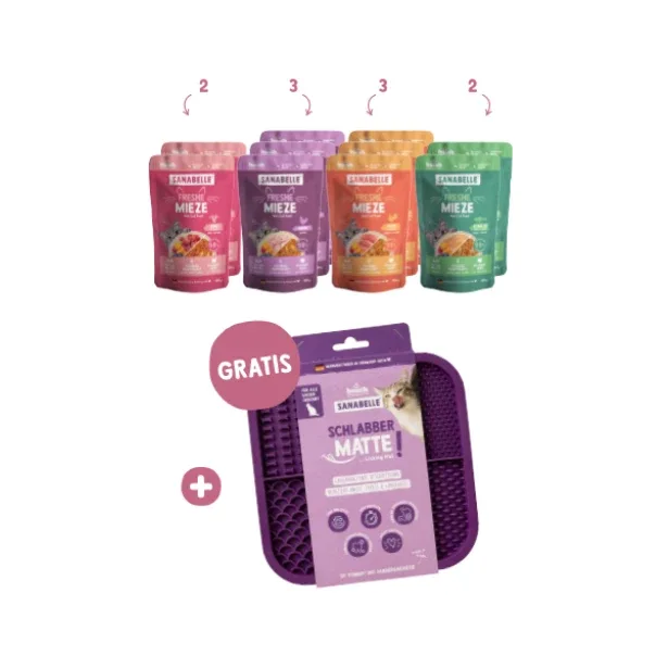 Schleckspaß-Mix für Katzen – 10 x 100 g Freshe Mieze Nassfutter + gratis Schleckmatte - Image 2