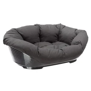 Set aus Ferplast Korb Siesta Deluxe mit Überzug Sofà - Anthrazit Größe 4: L 61,5 x B 45 x H 21,5 cm