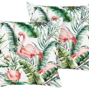 Set of 2 Outdoor Cushions ELLERA Animal Pattern 45 x 45 cm Olivgrün - HaustierPro