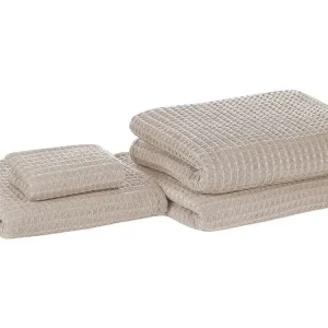 Set of 4 Towels AREORA Baumwolle Beige - HaustierPro