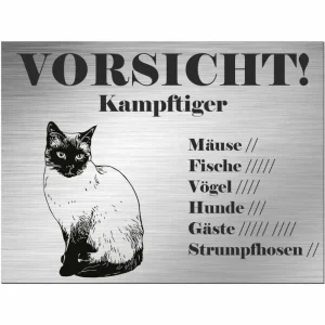 siamesische Katze - Schild bedruckt - Spruch - Deko Geschenkidee mit Samtkissen und Aufsteller - HaustierPro