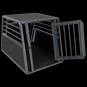 Sicherheitsgurt-Adapter Transportbur i Edel aluminium - 92x65x65cm - HaustierPro