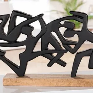 Skulptur, "Acrobatics", Mangoholz, schwarz, naturfarben, L. 9 cm, B. 52 cm, H. 31 cm - HaustierPro