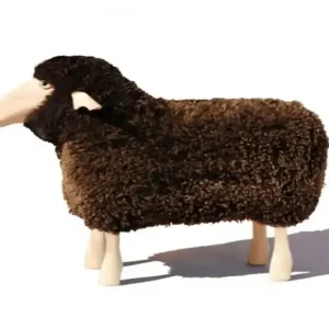 Small Brown Furry Decorative Sheep Kiefer Wood - HaustierPro