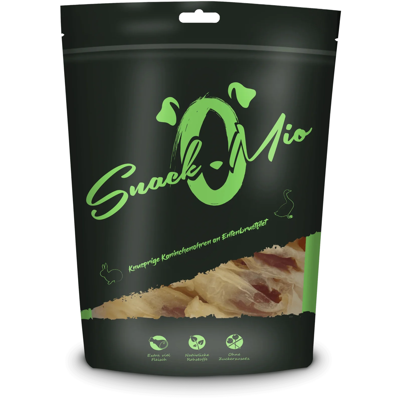 SnackOMio - knusprige Kaninchenohren an Entenbrustfilet