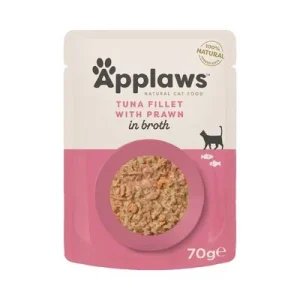Sparpaket Applaws Cat Natural in Brühe 48 x 70 g Thunfisch mit Pazifik-Garnelen
