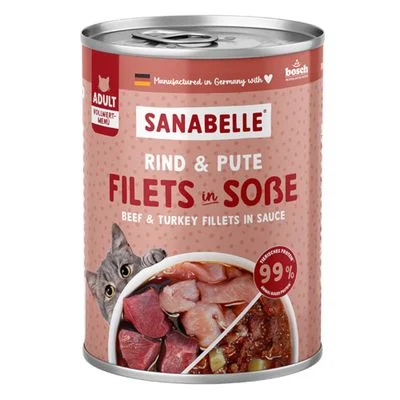 Sparpaket Sanabelle Fleisch in Soße 24 x 380 g Rind & Pute