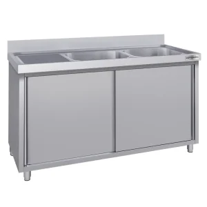 Spülschrank ECO - 1600x700mm - mit 2 Becken rechts in Recycling-Verpackung - HaustierPro