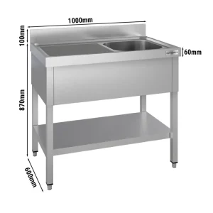Spültisch ECO - 1000x600mm - mit Grundboden & 1 Becken rechts aus nachwachsenden Rohstoffen - HaustierPro