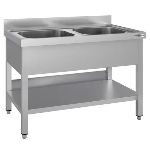 Spültisch ECO - 1000x600mm - mit Grundboden & 2 Becken mittig - aus recyceltem Material - HaustierPro
