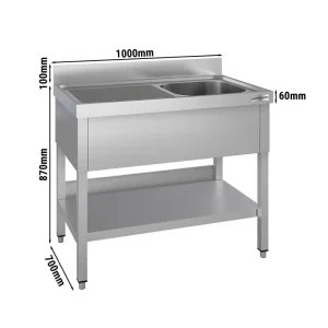 Spültisch ECO - 1000x700mm - mit Grundboden & 1 Becken rechts ohne Mikroplastik - HaustierPro