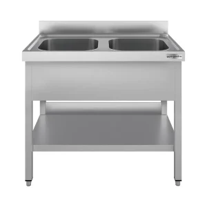 Spültisch ECO - 1000x700mm - mit Grundboden & 2 Becken mittig für umweltbewusste Tierhalter - HaustierPro