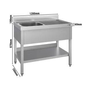 Spültisch ECO - 1200x700mm - mit Grundboden & 1 Becken links kompostierbar - HaustierPro