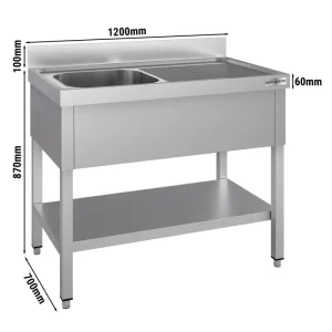 Spültisch ECO - 1200x700mm - mit Grundboden & 1 Becken links mit FSC-zertifiziertem Holz - HaustierPro