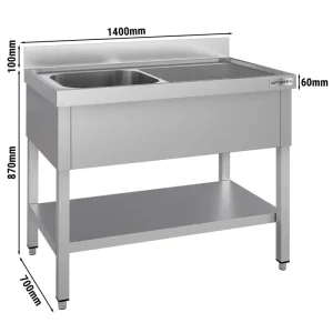 Spültisch ECO - 1400x700mm - mit Grundboden & 1 Becken links ohne Mikroplastik - HaustierPro