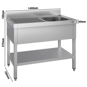 Spültisch ECO - 1400x700mm - mit Grundboden & 1 Becken rechts CO2-neutral produziert - HaustierPro