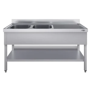 Spültisch ECO - 1400x700mm - mit Grundboden & 2 Becken links aus recycelten Materialien - HaustierPro