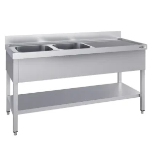 Spültisch ECO - 1600x700mm - mit Grundboden & 2 Becken links ohne Mikroplastik - HaustierPro