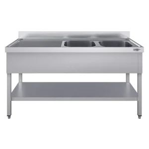 Spültisch ECO - 1600x700mm - mit Grundboden & 2 Becken rechts aus Europa - HaustierPro