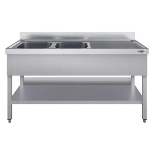 Spültisch ECO - 1800x600mm - mit Grundboden & 2 Becken links in Recycling-Verpackung - HaustierPro