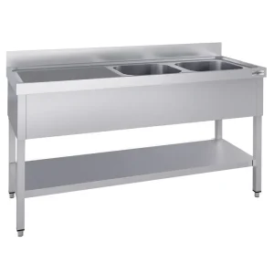 Spültisch ECO - 1800x600mm - mit Grundboden & 2 Becken rechts mit Bio-Baumwolle - HaustierPro