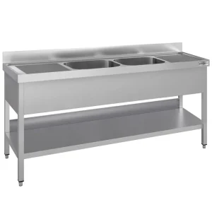 Spültisch ECO - 1800x700mm - mit Grundboden & 2 Becken mittig aus nachwachsenden Rohstoffen - HaustierPro