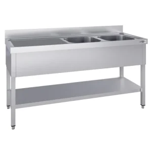 Spültisch ECO - 2000x600mm - mit Grundboden & 2 Becken rechts - aus recyceltem Material - HaustierPro