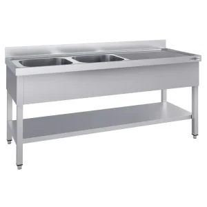 Spültisch ECO - 2000x700mm - mit Grundboden & 2 Becken links - aus recyceltem Material - HaustierPro